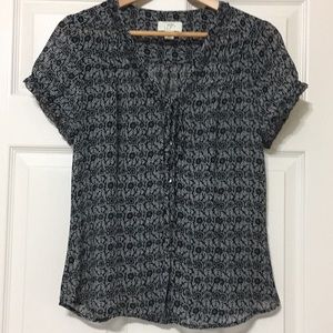 Loft black and white floral sheer top. Size 8